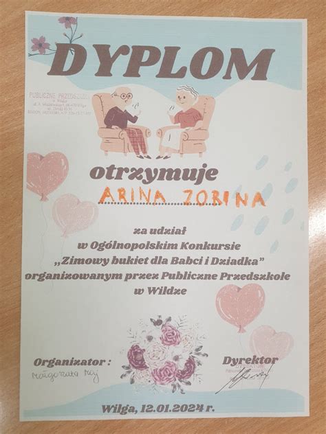 Dyplomy za udział w Ogólnopolskim Konkursie Plastycznym Przedszkole