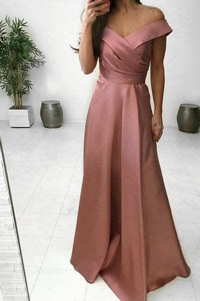 Macloth Off The Shoulder Satin Long Prom Dress Elegant Formal Evening