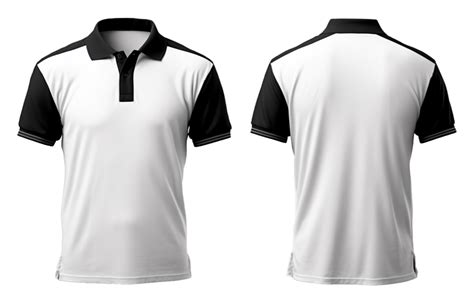 Ai Generado Negro Y Blanco Polo Camisa Bosquejo Frente Y Espalda Vista