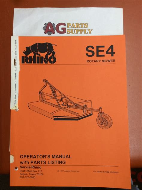 Se4 Rhino Rotary Mower Operators Manual Ag Parts Supply