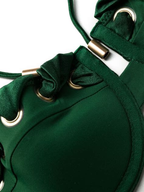 Zimmermann Devi Eyelet Detail Bikini Top Green Editorialist