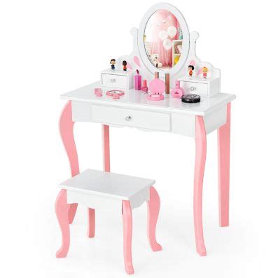 Kinderen Kaptafel Kruk Set Houten Kleine Prinses Make Up Kaptafel Met