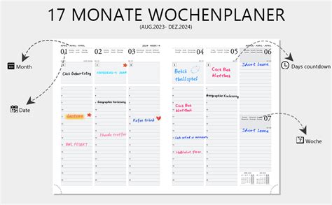 Kalender 2023 2024 Wochenplaner A5 17 Monate Terminplaner Aug 2023