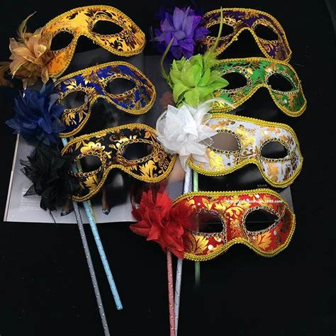 Pc Masks Venetian Masquerade Eye Mask On Stick Mardi Halloween For