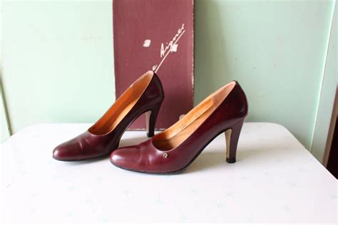 Vintage Etienne Aigner Red Leather Heelssize 7 75 Womenscranberry Red Heels Designer