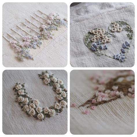 four different pictures of flowers and beads in various stages of ...