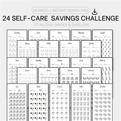 Printable A Self Care Savings Challenge Bundle A Cash Etsy