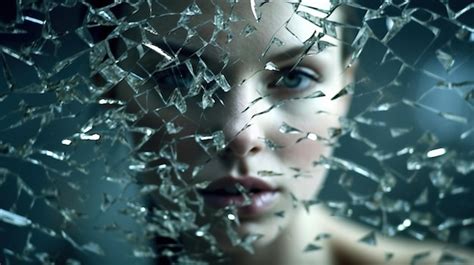 Premium Photo A Woman Looking Through A Broken Glass Generative Ai Art