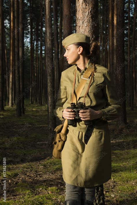 Woman In Uniform Of The Red Army Of The Second World War Stock Photo