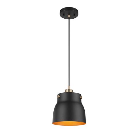 Globe Electric Novogratz X Globe Axel 1 Light Pendant Light Matte Black Matte Brass Acce