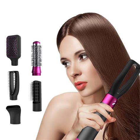 Negative Ions Blow Dryer Brush Hot Air Brush For Straightening Curling Drying Combing 5 In 1