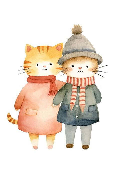 Cat hugging cartoon cute anthropomorphic. | Premium Photo Illustration ...