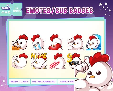 Cute Chibi Chicken Emotes Twitch Emotes Youtube Emotes Discord Emotes