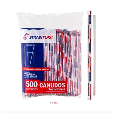 Canudo Plástico Tradicional Branco 5mm C 500 Unidades Strawplast