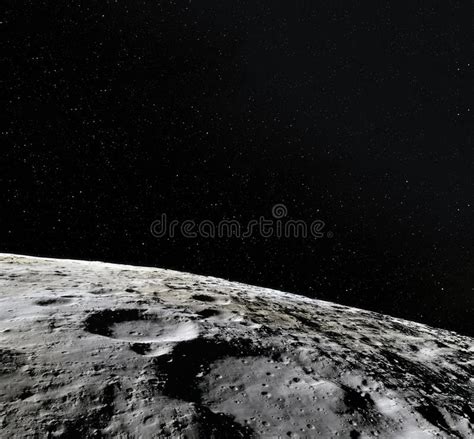 Surface of the Moon Landscape. Flying Over the Moon Surface. Close Up ...