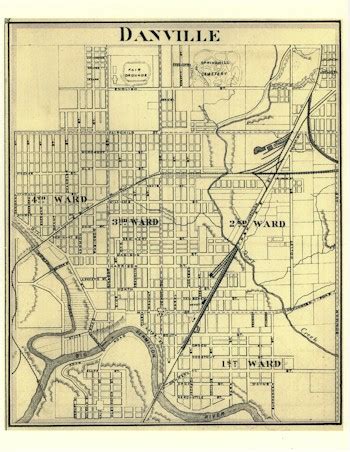 Danville Illinois Vermilion Co IL 1876 Map Genealogy reprint | eBay