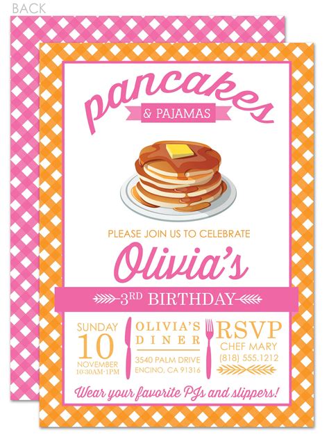 Pancakes And Pajamas Birthday Invitation Pipsy