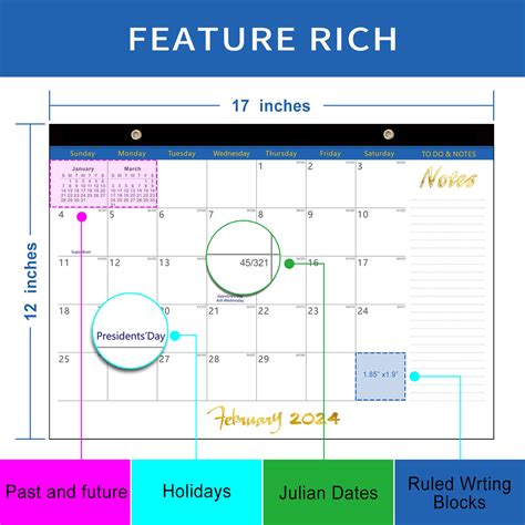 Spooryyo 2024 2025 Wall Calendar 18 Months Large Daily Blocks Double Wire Binding Premium