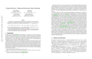 Frequent Directions Simple And Deterministic Matrix Sketching