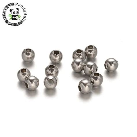 Round 304 Stainless Steel Bead Spacers Stainless Steel Color 6mm Hole 2mm In Beads From