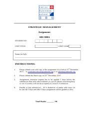 STRATEGIC MANAGEMENT Assignment SHJ Doc STRATEGIC MANAGEMENT