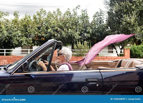 Old Woman Driving A Convertible Stock Image Image Of Outdoors Enjoying 103644899