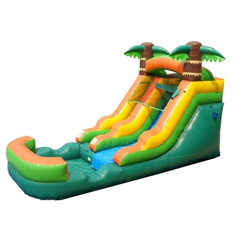 Pogo 12 Tropical Crossover Kids Inflatable Water Slide With Blower