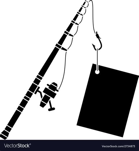 Black fishing rod with label Royalty Free Vector Image