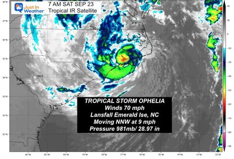 Tropical Storm Ophelia Made Landfall Saturday Morning In North Carolina