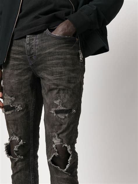 Purple Brand Distressed Effect Tapered Jeans Farfetch