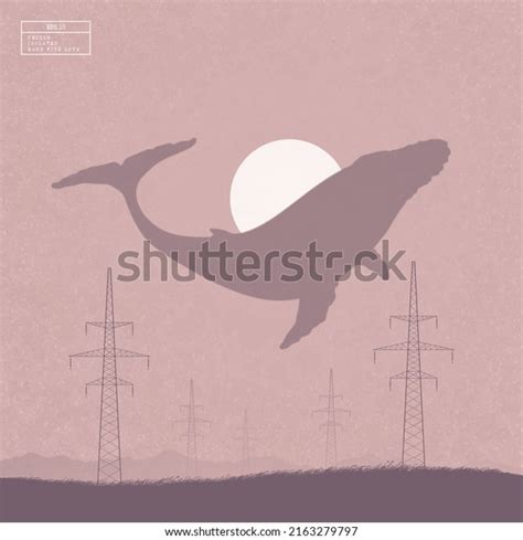 Flying Whale Fantastic Animal Isolated Silhouette 库存矢量图（免版税）2163279797