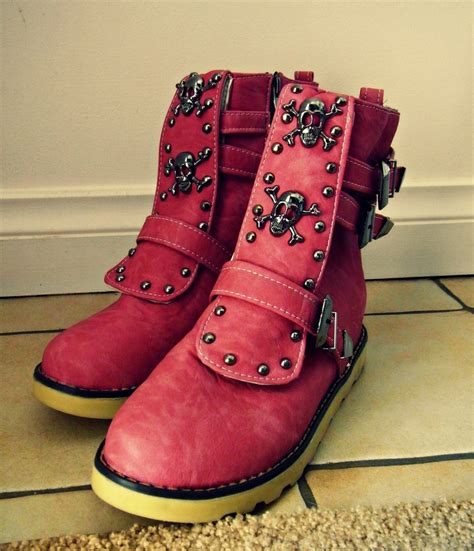 Edgy Pink Skull Boots For A Punk Inspired Look