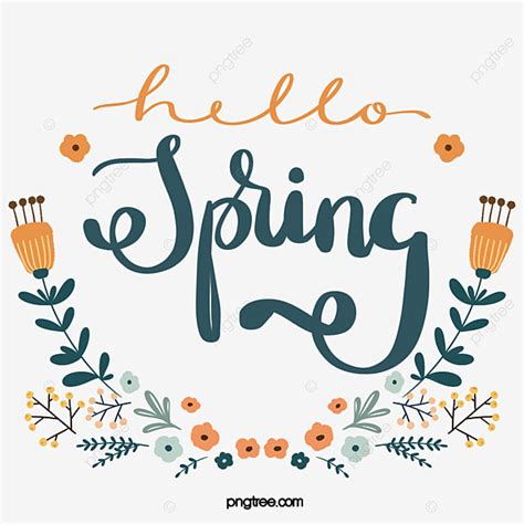 Hello Spring PNG Transparent Hand Painted Elegant Hello Spring Font