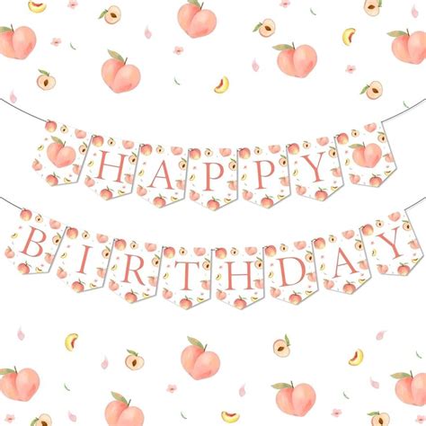 JOLLYBOOM Peach Happy Birthday Banner For Girl Peach Themed Birthday