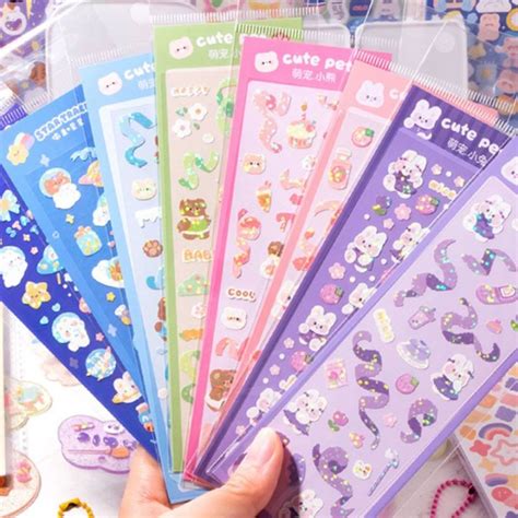 200 Sheets Cartoon Glisten Multi-pattern Guka Card Stickers Deco DIY ...