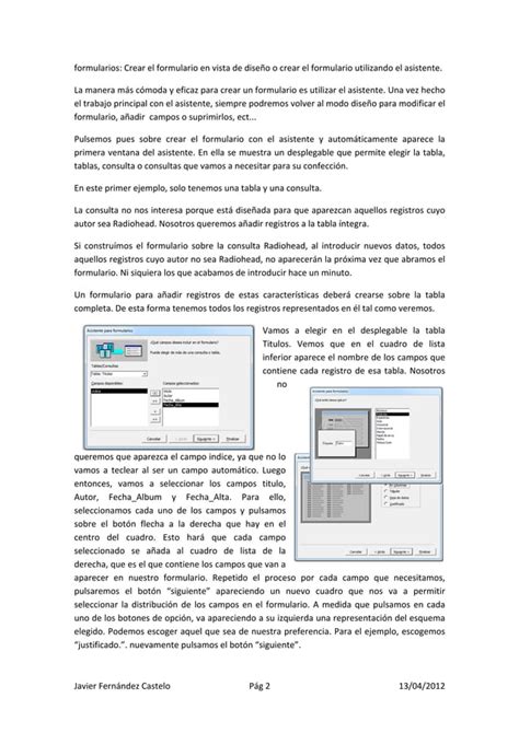 Formularios E Informes En Acces Pdf