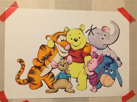 Winnie the Pooh and his friends, made with alcohol based markers : r ...