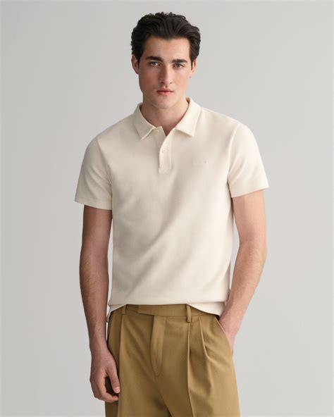 Waffle Texture Piqu Polo Shirt Gant