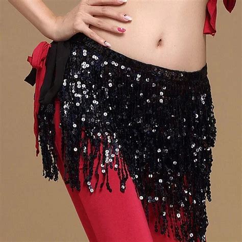 Hot Selling Women Sexy Dance Skirts Sequin Belly Dancing Hip Scarf