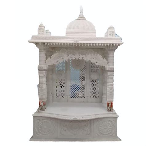 Indoor Rectangle Carved White Marble Temple For Worship Size