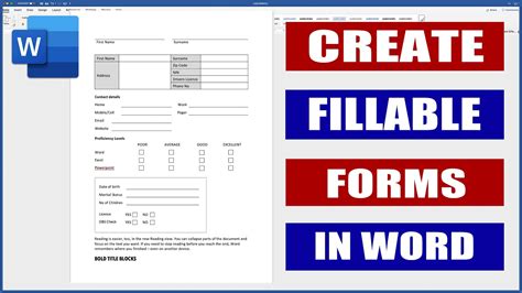 Create Fillable Forms In Word Digital And Printable Forms Youtube