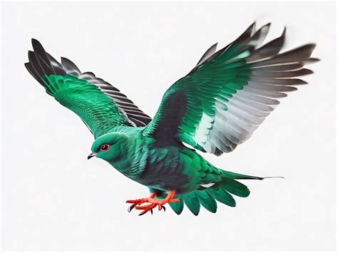 Premium Ai Image Emerald Dove Bird Is Flying On White Background