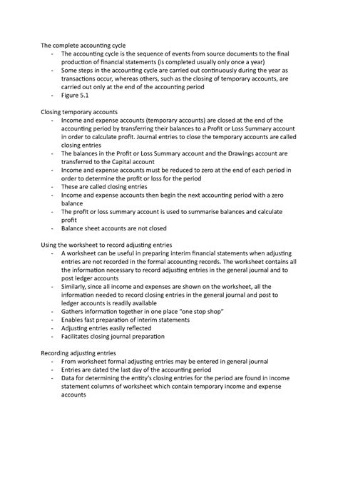 Week Chapter The Complete Accounting Cycle The Accounting