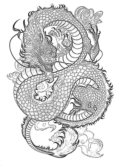 A Black And White Drawing Of A Dragon