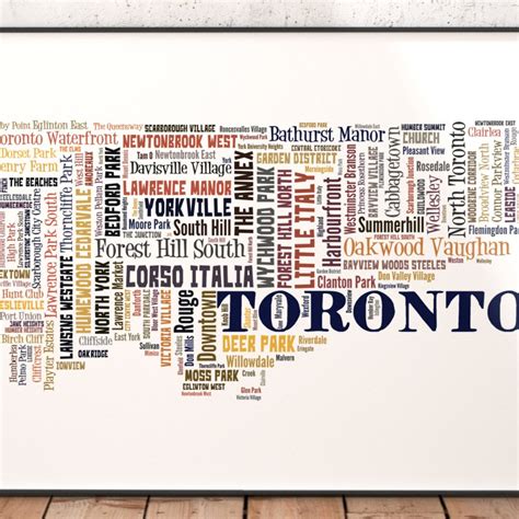 Toronto Map Art Toronto Art Print Toronto Neighborhood Art - Etsy Canada