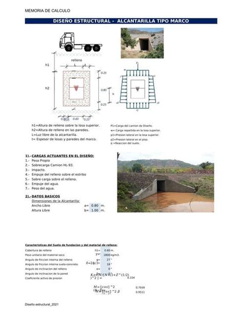 Diseño Estructural Alcantarilla Tipo Marco Plantillas De Excel De Ingeniería Civil Udocz