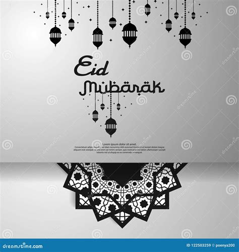 Eid Al Adha Or Fitr Mubarak Islamic Greeting Card Design Abstract