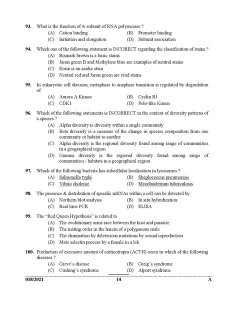 Kerala PSC Scientific Officer Biology Examination Question Paper Of