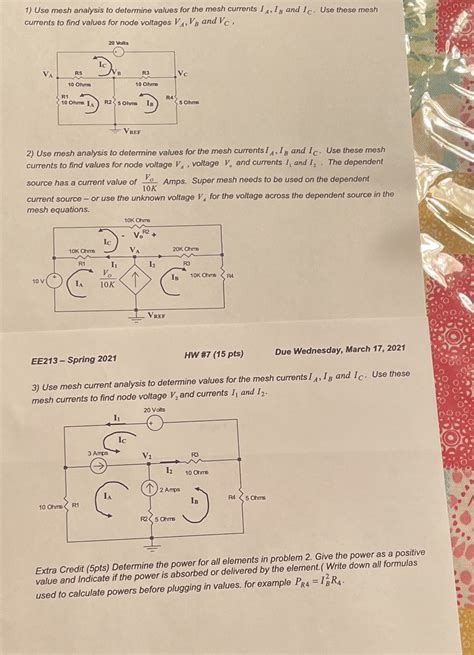 Solved 1 Use Mesh Analysis To Determine Values For The Mesh Currents