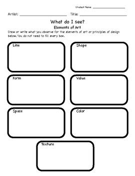 Art Analysis Worksheet by Amy Duncan | TPT